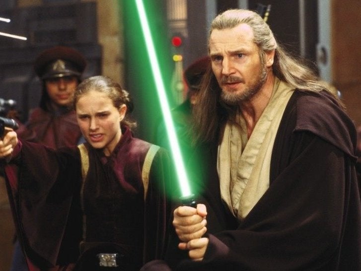 Natalie Portman as Padmé Amidala and Liam Neeson as Qui-Gon Jinn in 'The Phantom Menace'