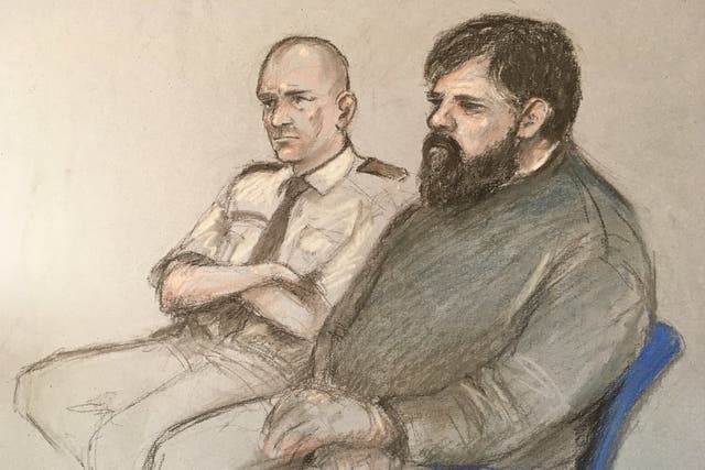 Court artist sketch of Carl Beech, known as Nick, who is on trial at Newcastle Crown Court.