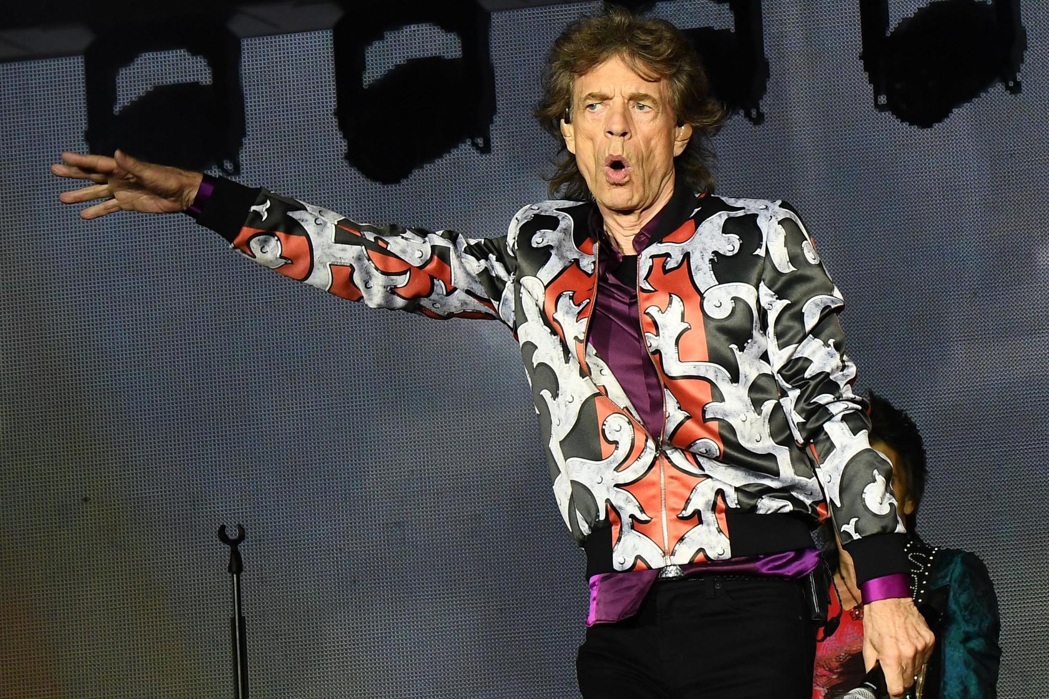 Mick Jagger performs during a concert at The Velodrome Stadium in Marseille on 26 June, 2018, as part of the Rolling Stones' No Filter tour.