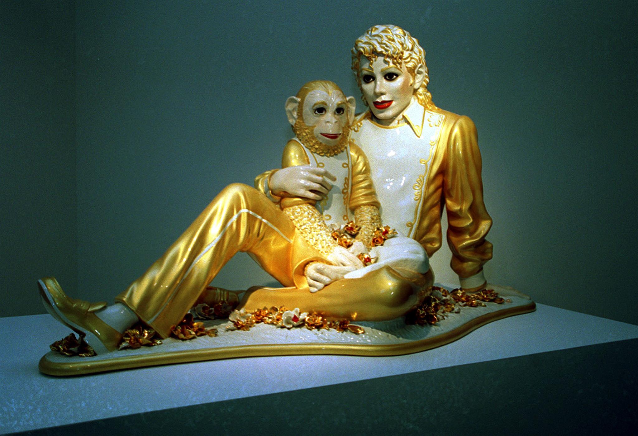 One of Jeffrey Koons’s sculptures of Michael Jackson and Bubbles