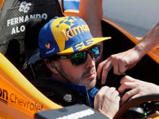 Alonso crashes on second day of practice ahead of Triple Crown attempt
