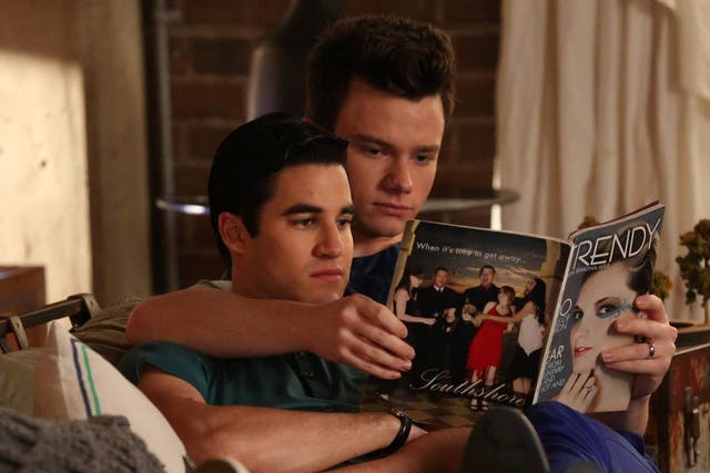 The relationship between Kurt (Chris Colfer, right) and Blaine (Darren Criss) on ‘Glee’ helped subvert the classic American high school model