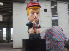 Giant robot Trump on toilet shipped to UK to protest state visit