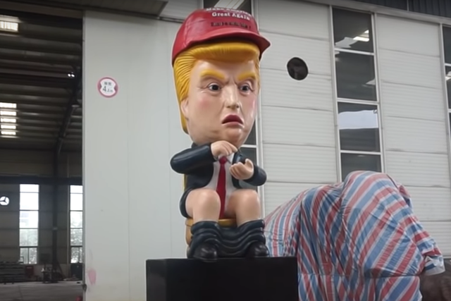 'No Collusion': The statue repeats some of Trump's best known expressions