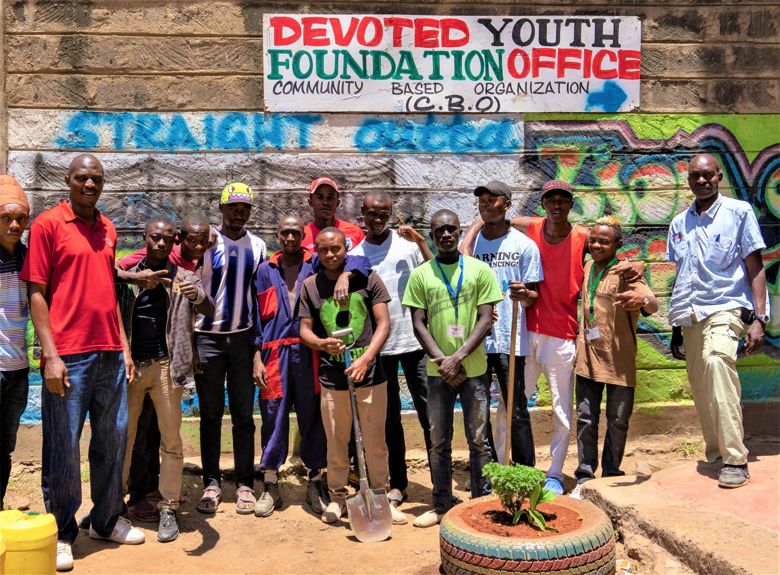 Charles Owino (second, left) with some of the boys that his Youth Challenge Network has helped reform