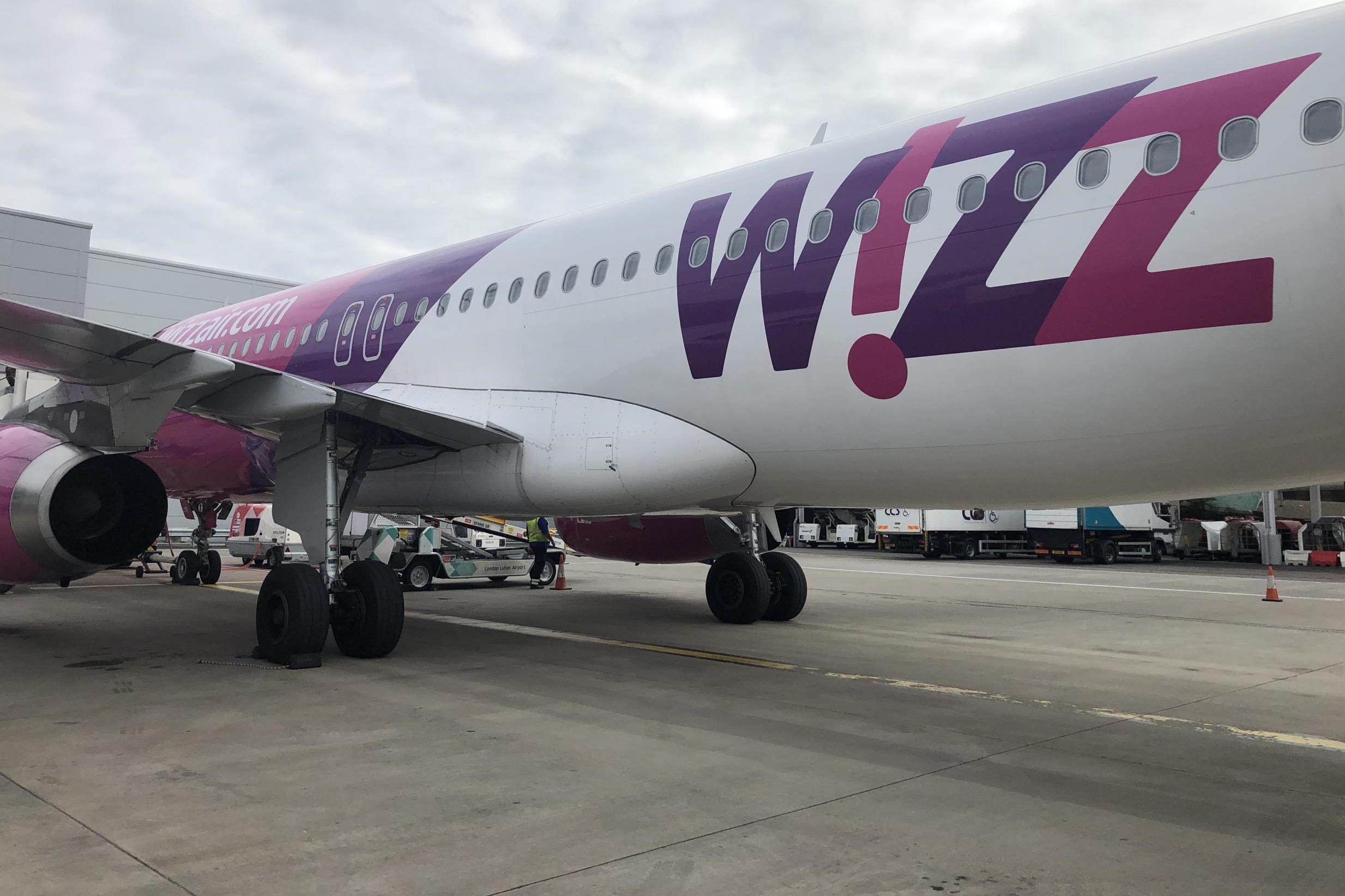 Homeward bound: Wizz Air plane at Luton airport