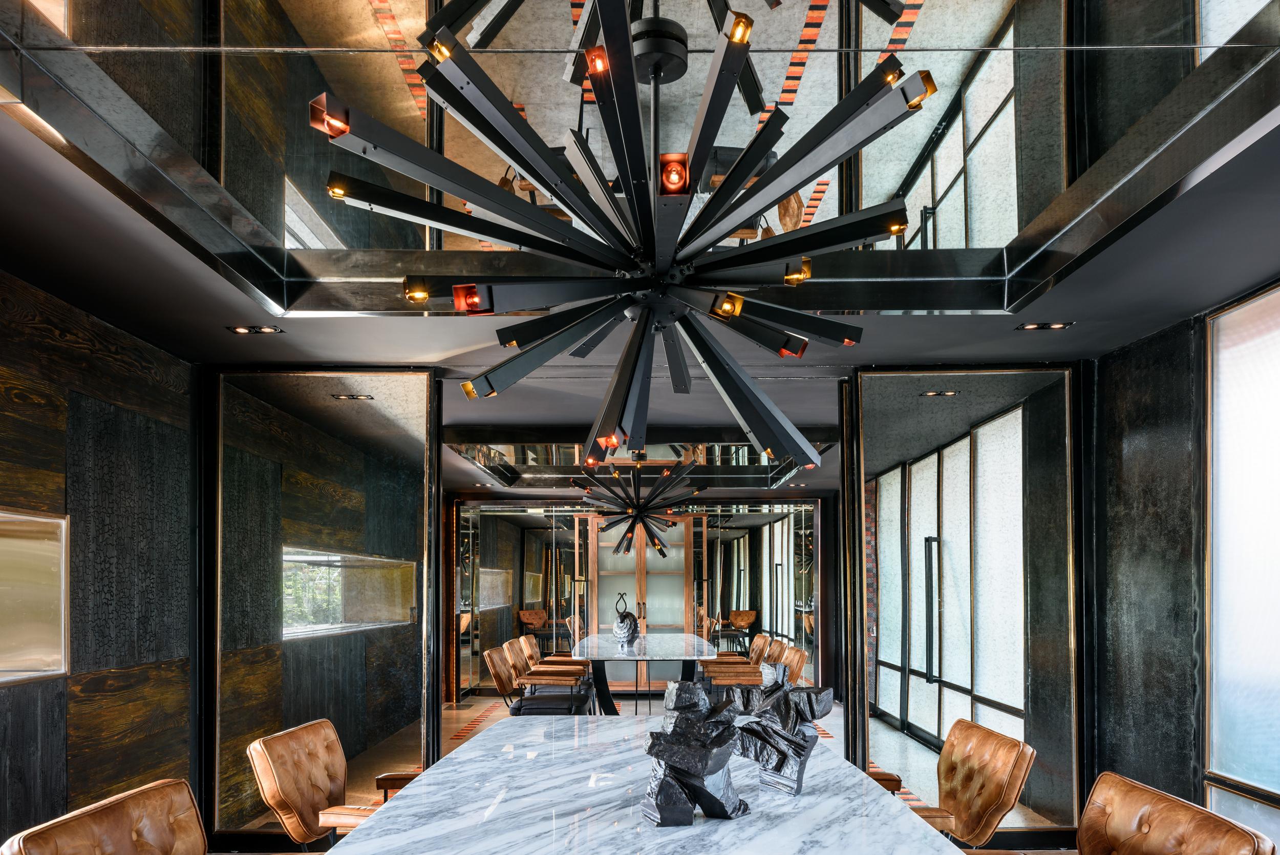 The interior of Smack-Dab bar, located in the JW Marriot, which is made from seven upcycled shipping containers