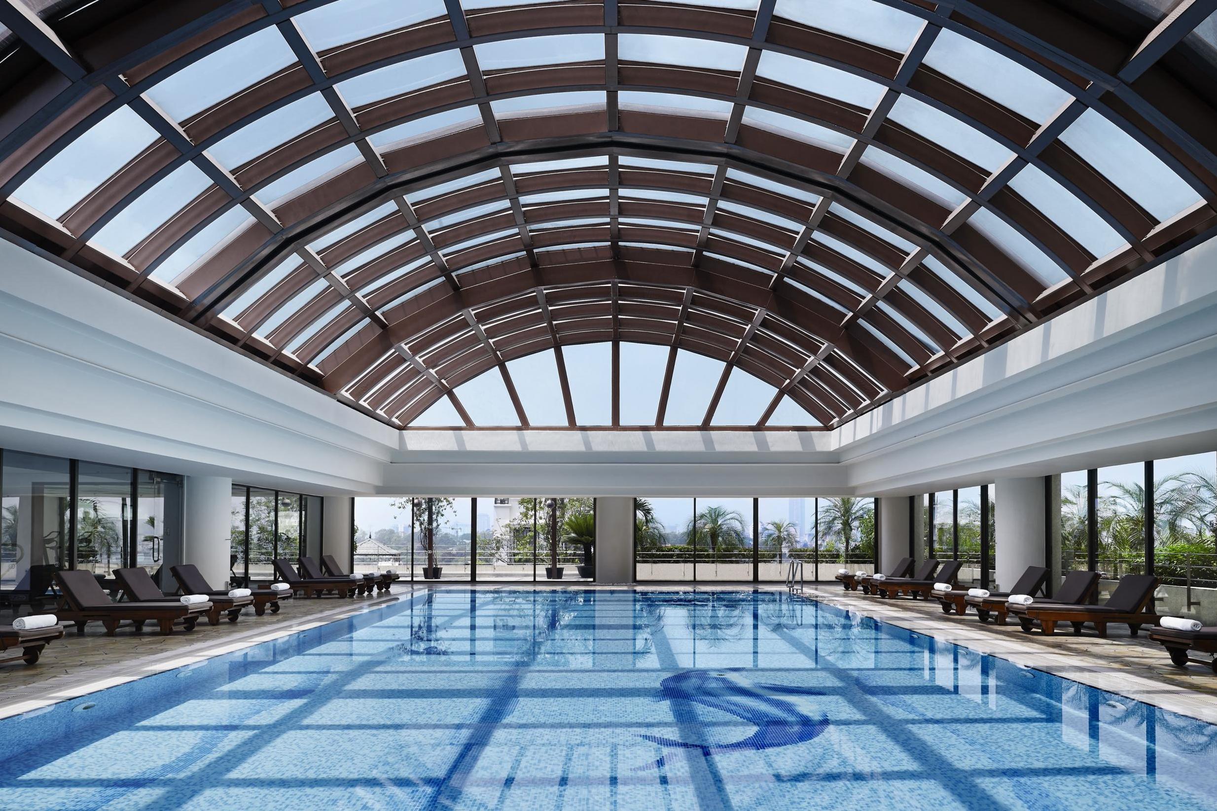 The Pan Pacific's all-season pool has a retractable roof for sunny days