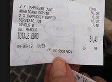Rome restaurant charges £70 for two burgers and three coffees