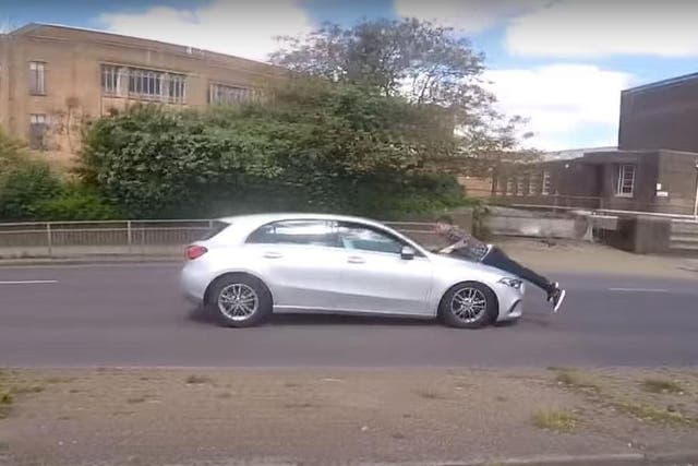 The incident was filmed by a motorcyclist travelling on the A4 in west London