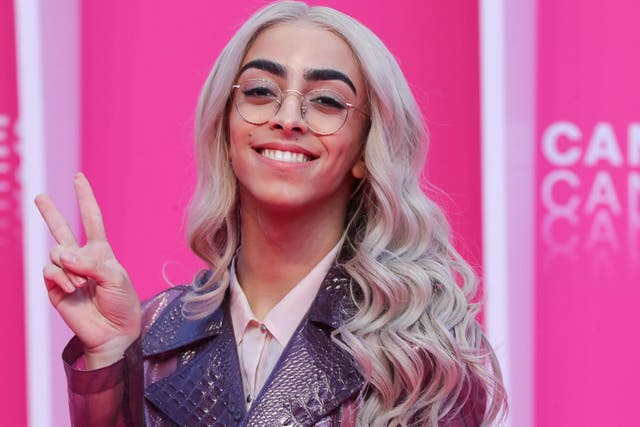 Bilal Hassani poses on the pink carpet during the closing night of the 2019 Cannes International Series Festival in Cannes, France, on 10 April, 2019.