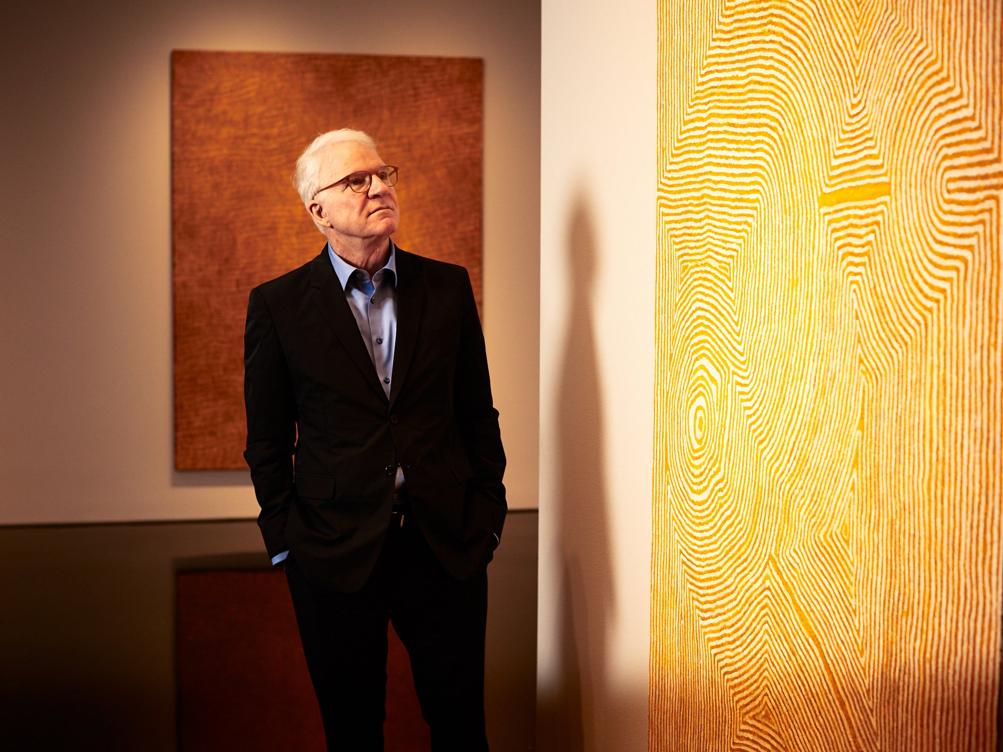 Martin, pictured at the Gagosian Gallery in New York, has found inspiration in Aboriginal art