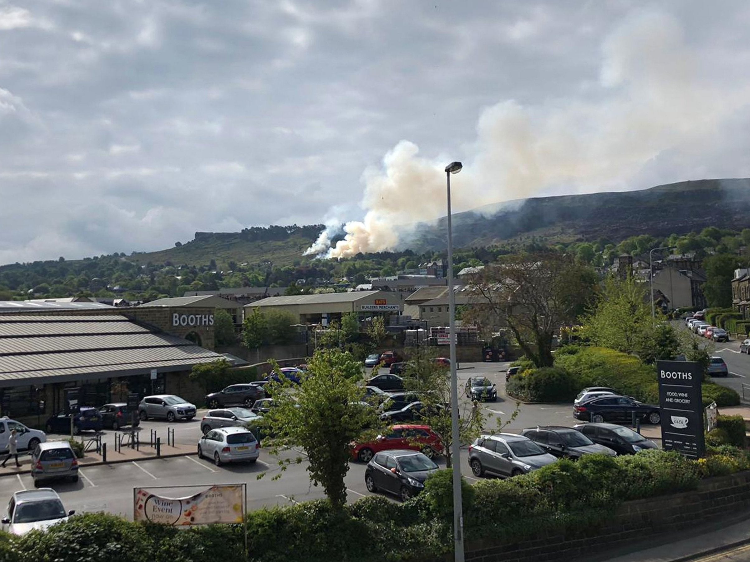 Smoke rises from Ilkley Moor during the second blaze in a month