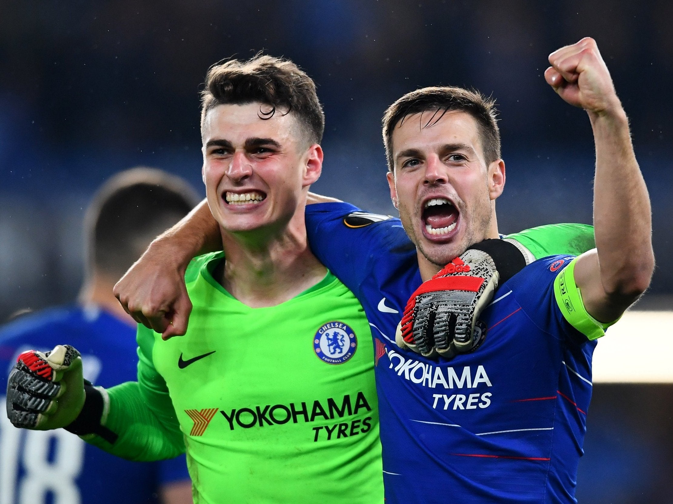 Kepa and Azpilicueta celebrate