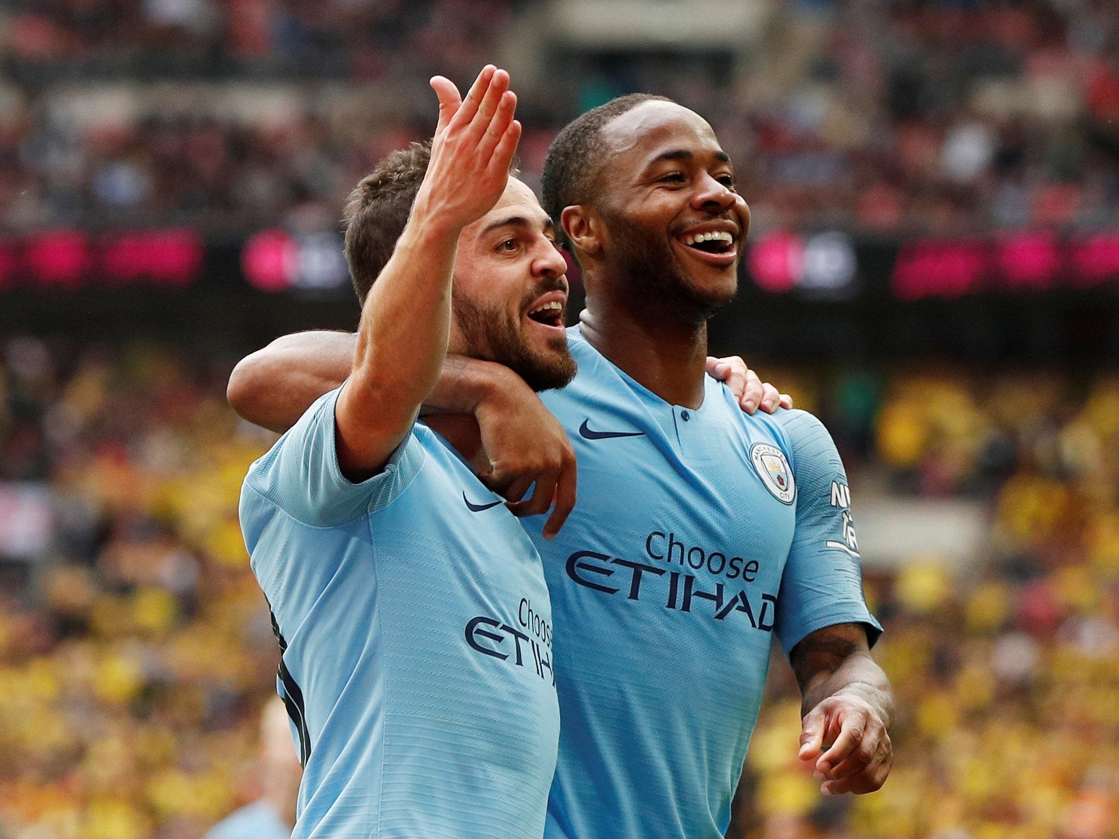 Manchester City's Raheem Sterling celebrates scoring