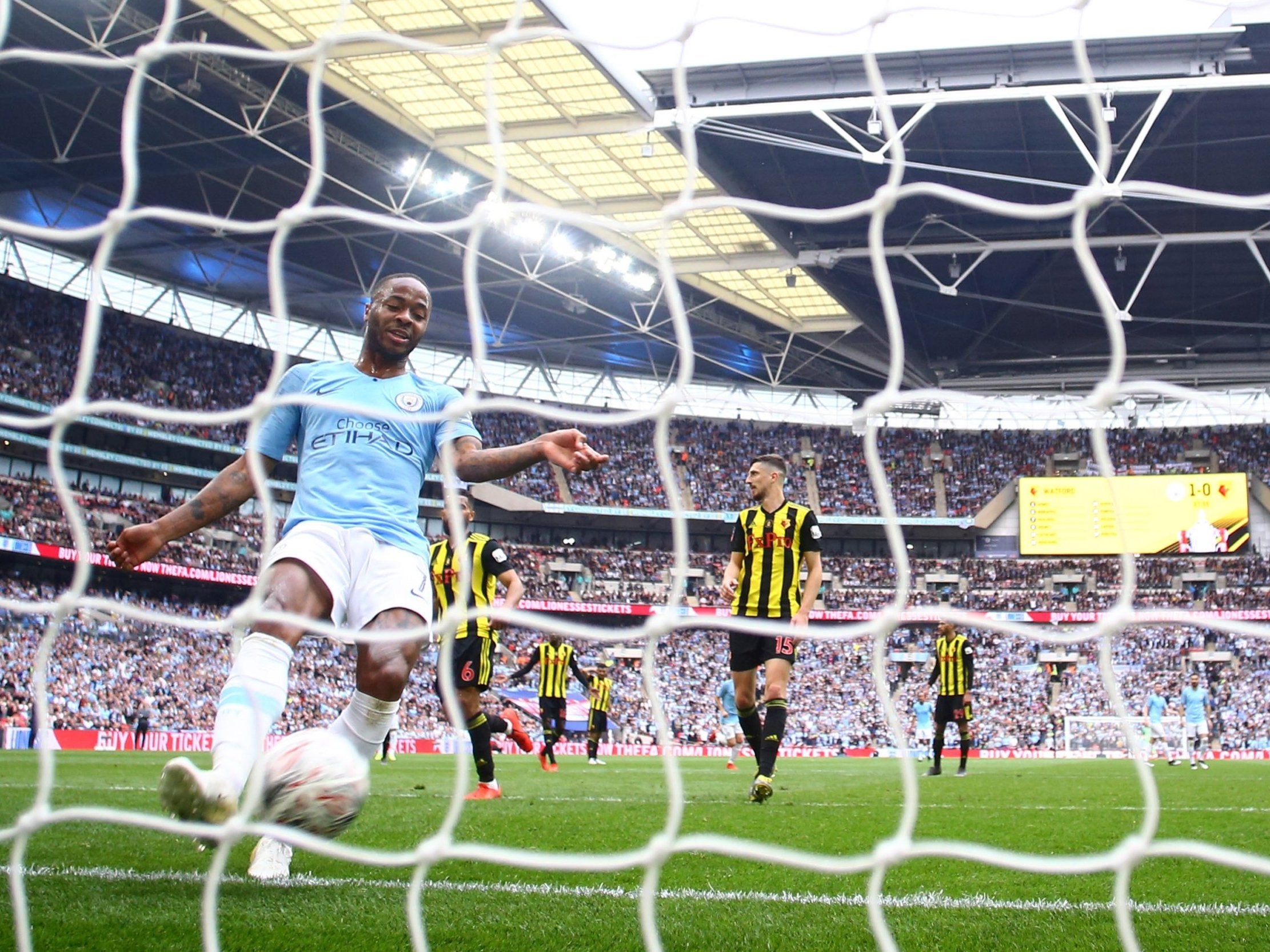 Raheem Sterling taps in on the line