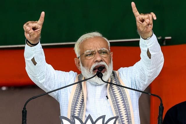 Narendra Modi who exit polls suggest has been returned to power in elections