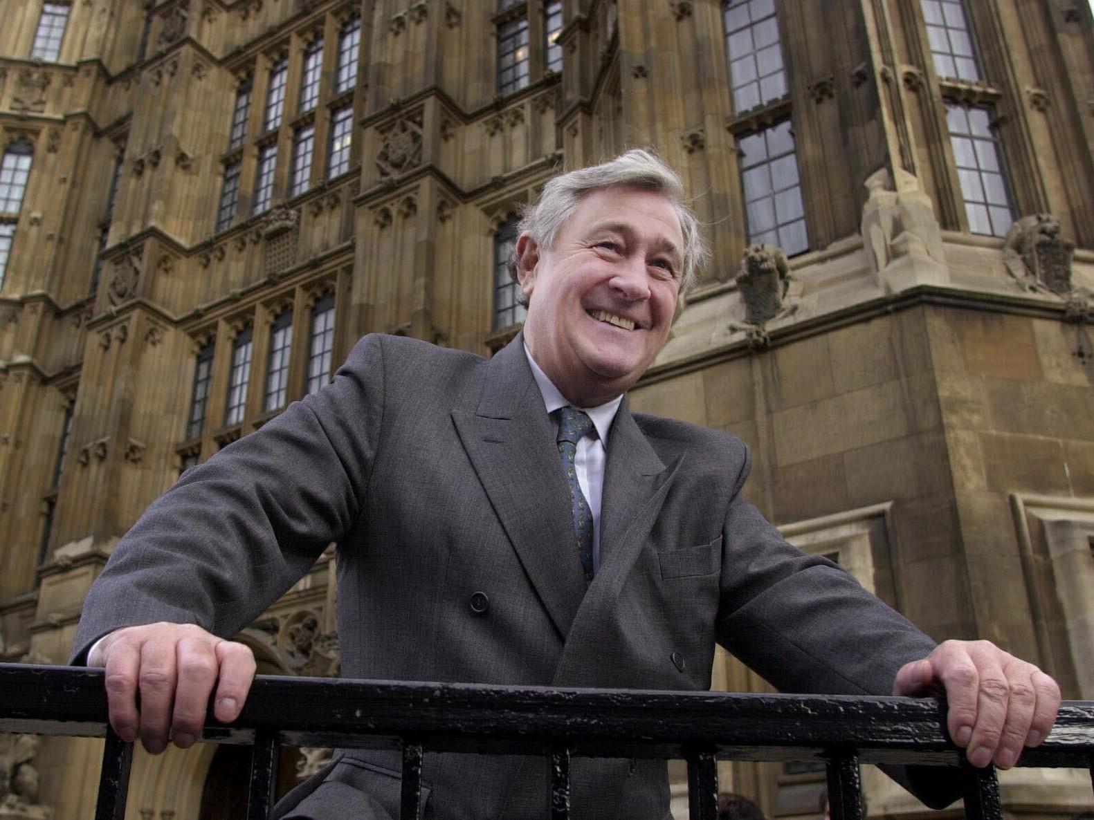 Geoffrey Robinson outside the Houses of Parliament in 2000