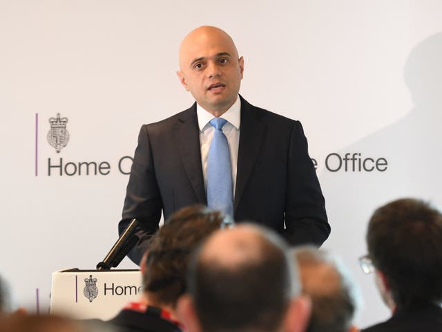 Home Secretary Sajid Javid during a speech in London on 20 May