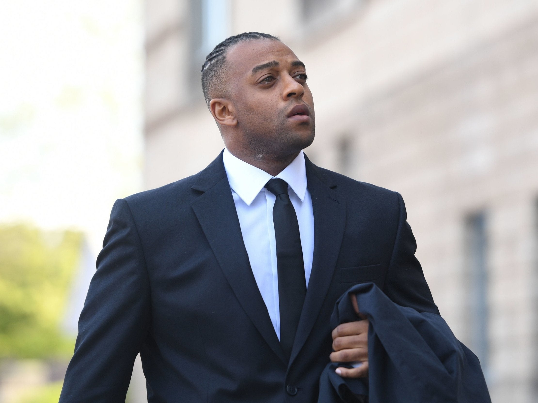 Oritse Williams arrives at Wolverhampton Crown Court to stand trial for rape