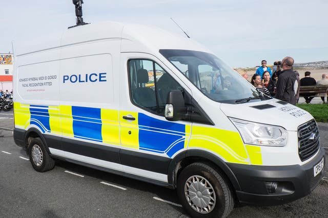 A South Wales Police van mounted with facial recognition cameras