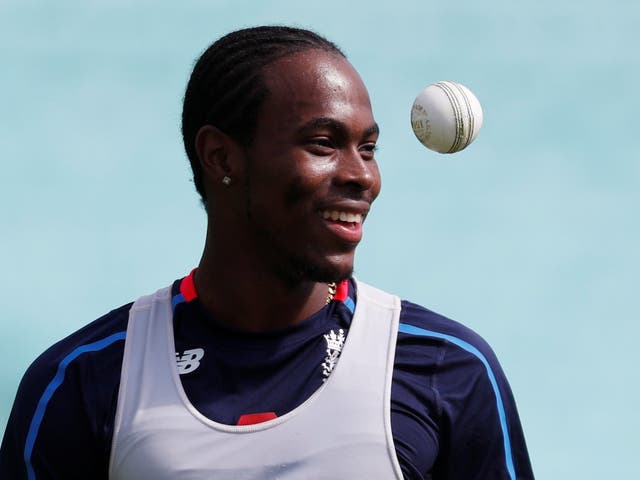 England's Jofra Archer during nets