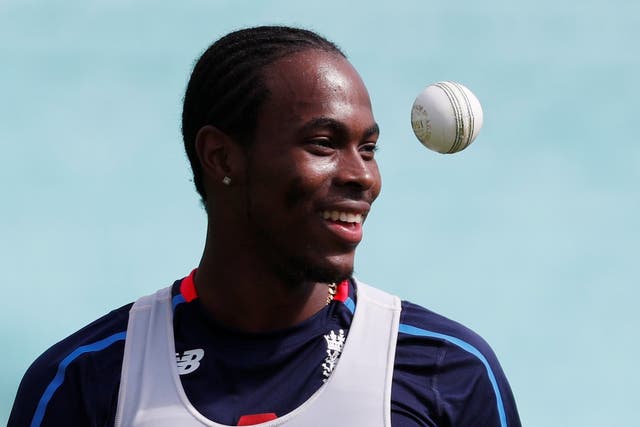 England's Jofra Archer during nets