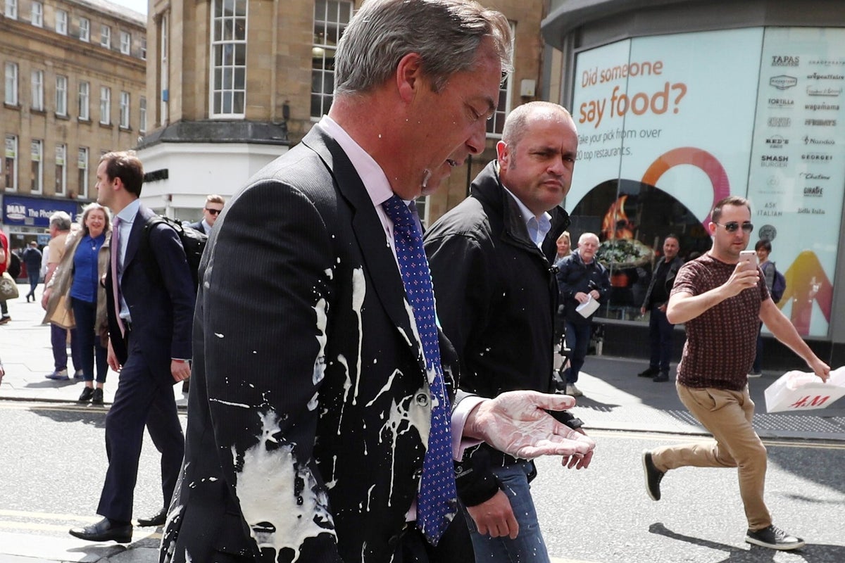 Man charged with throwing milkshake at Nigel Farage to appear in court ...