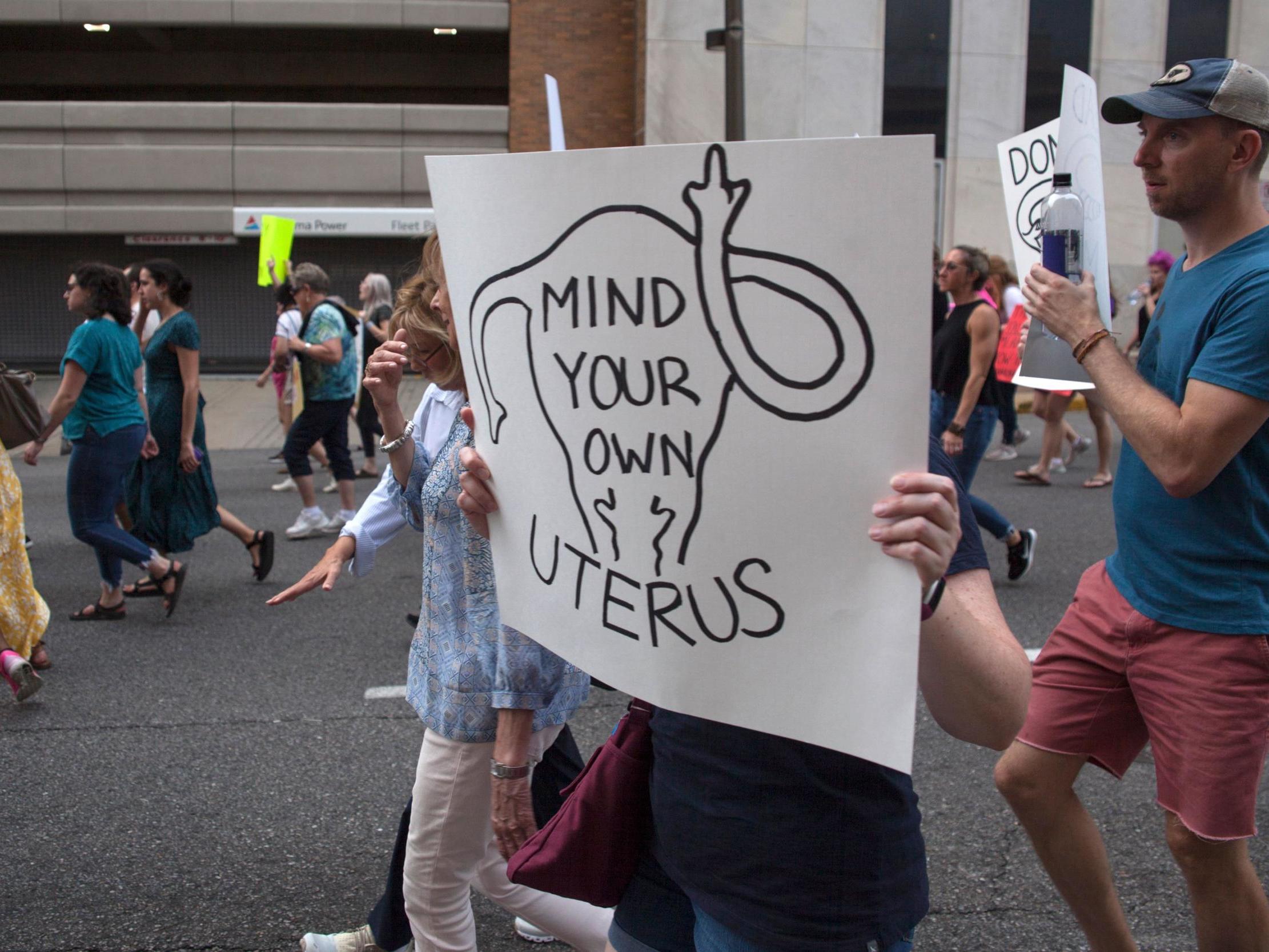 Pro-choice protestors march against Alabama's near-total abortion ban last week