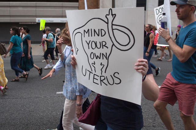 Pro-choice protestors march against Alabama's near-total abortion ban last week