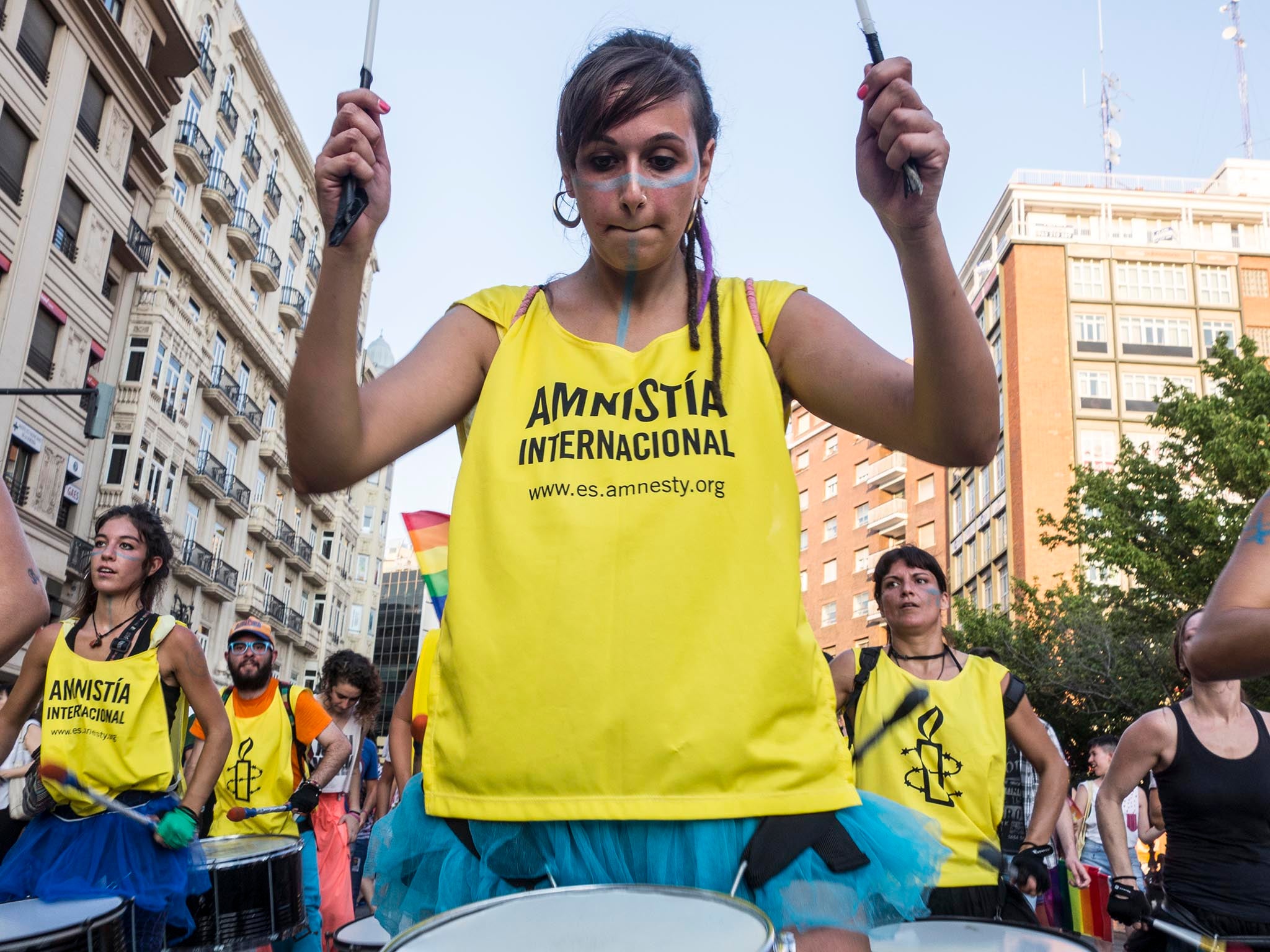 Members of Amnesty International celebrate Gay Pride in Valencia, Spain