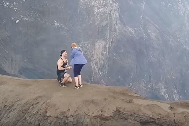 Drone footage captured the romantic moment