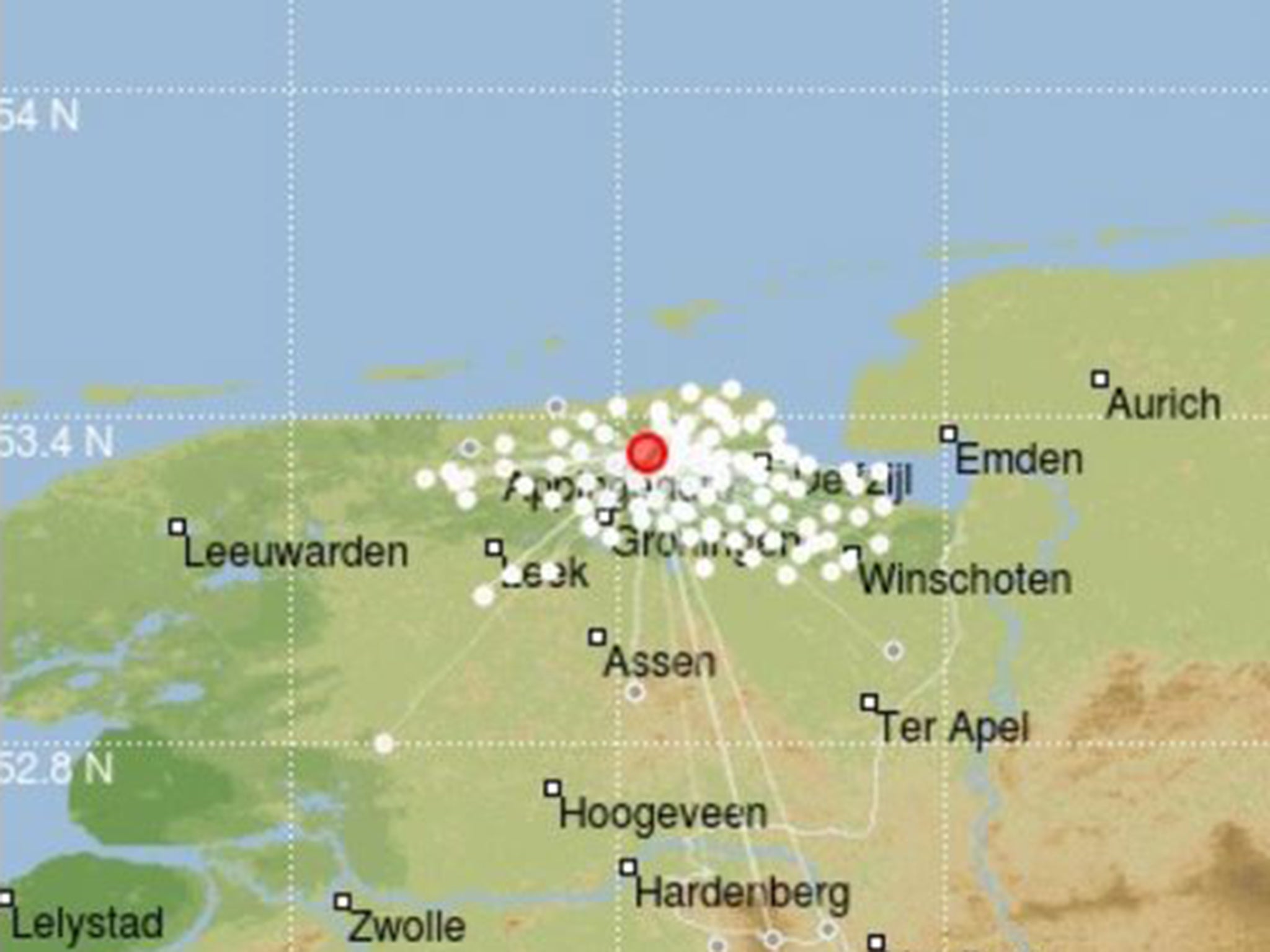 Magnitude 3.4 earthquake hit near the village of Westerwijtwerd