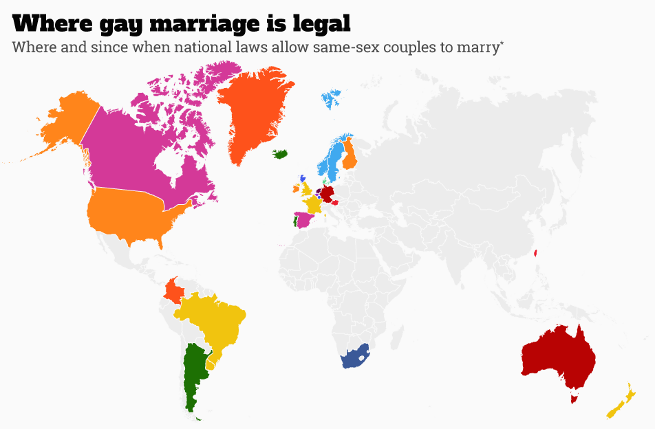 where is marriage legal map Lgbt Rights Th Countries Where Same Sex Marriage Is Legal where is marriage legal map