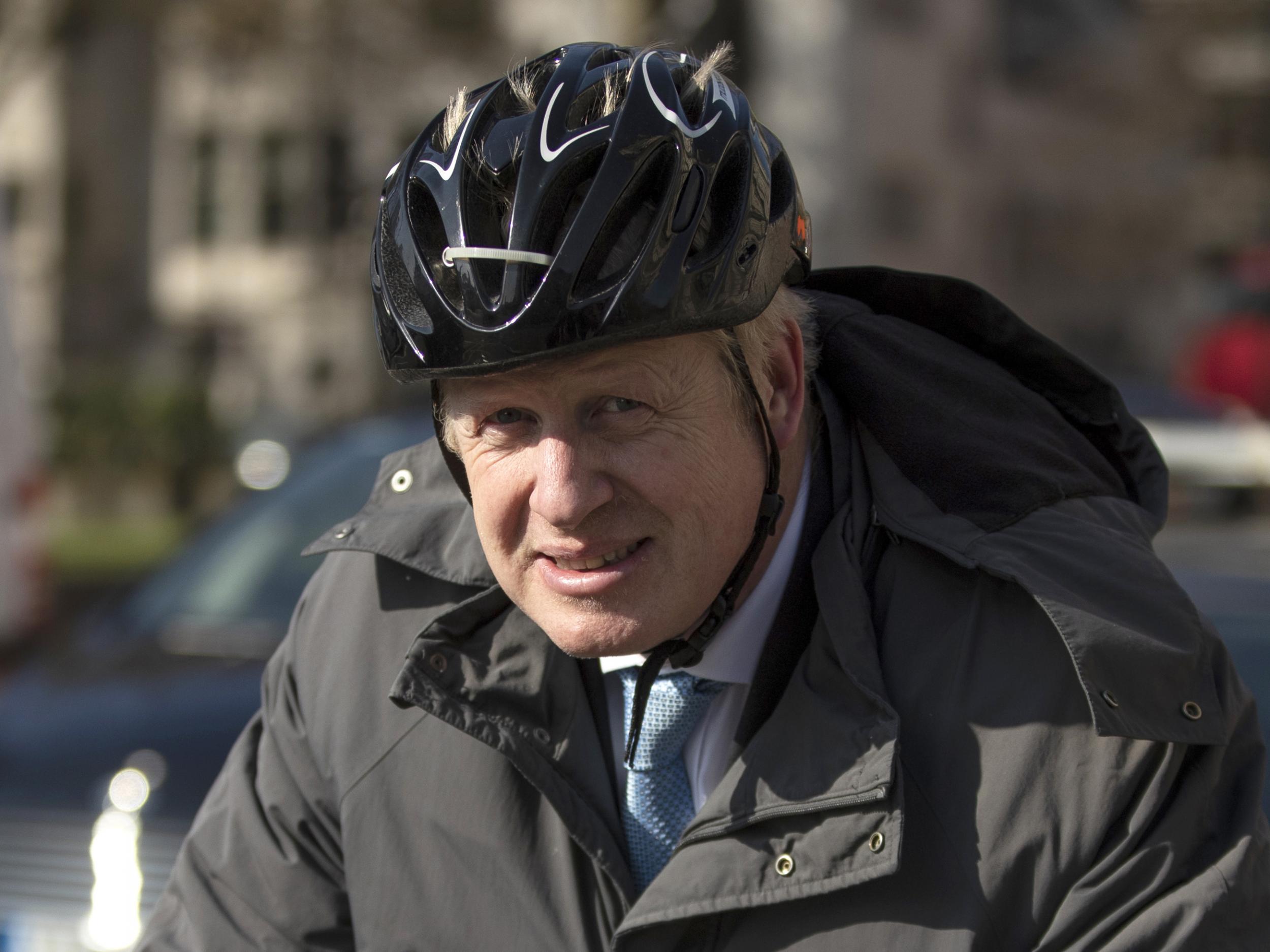 boris johnson on a bike