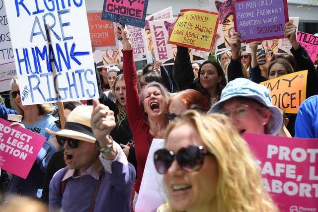 Pro-choice activists rallied to protest new restrictions in California last week