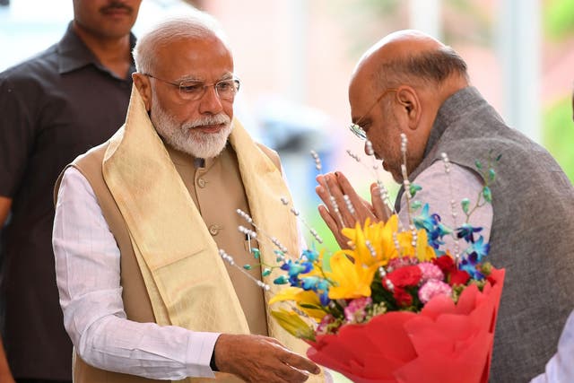 Modi arrives at the BJP headquarters on Tuesday