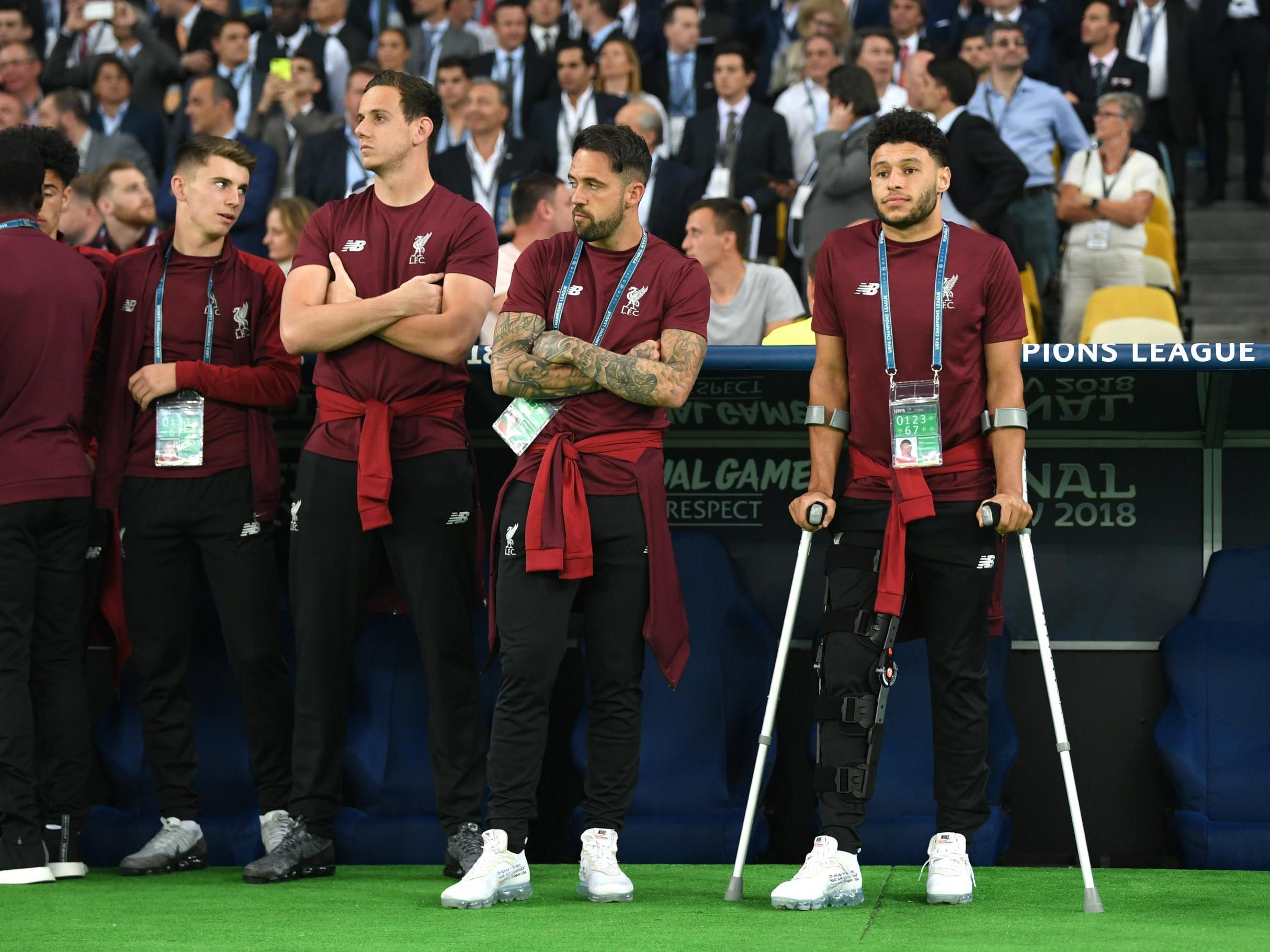 Alex Oxlade-Chamberlain watches on from the sidelines during last year's Champions League final