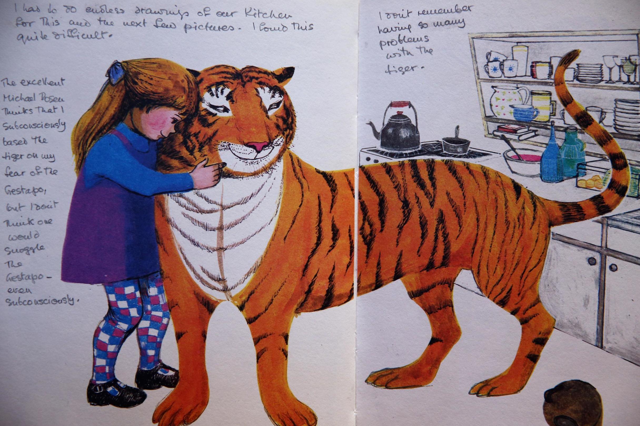 Kerr’s illustration of Sophie and the tiger from her famous book