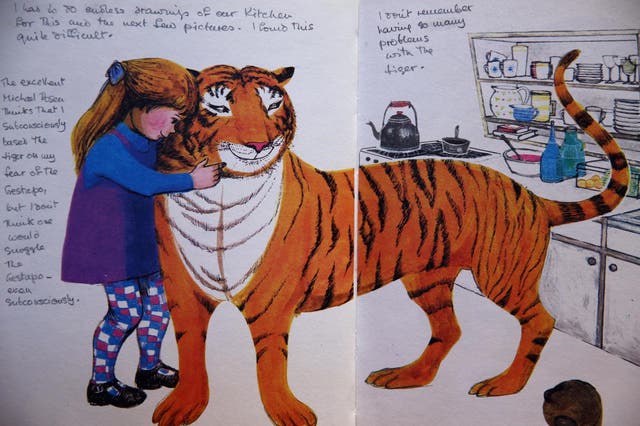 Kerr’s illustration of Sophie and the tiger from her famous book (