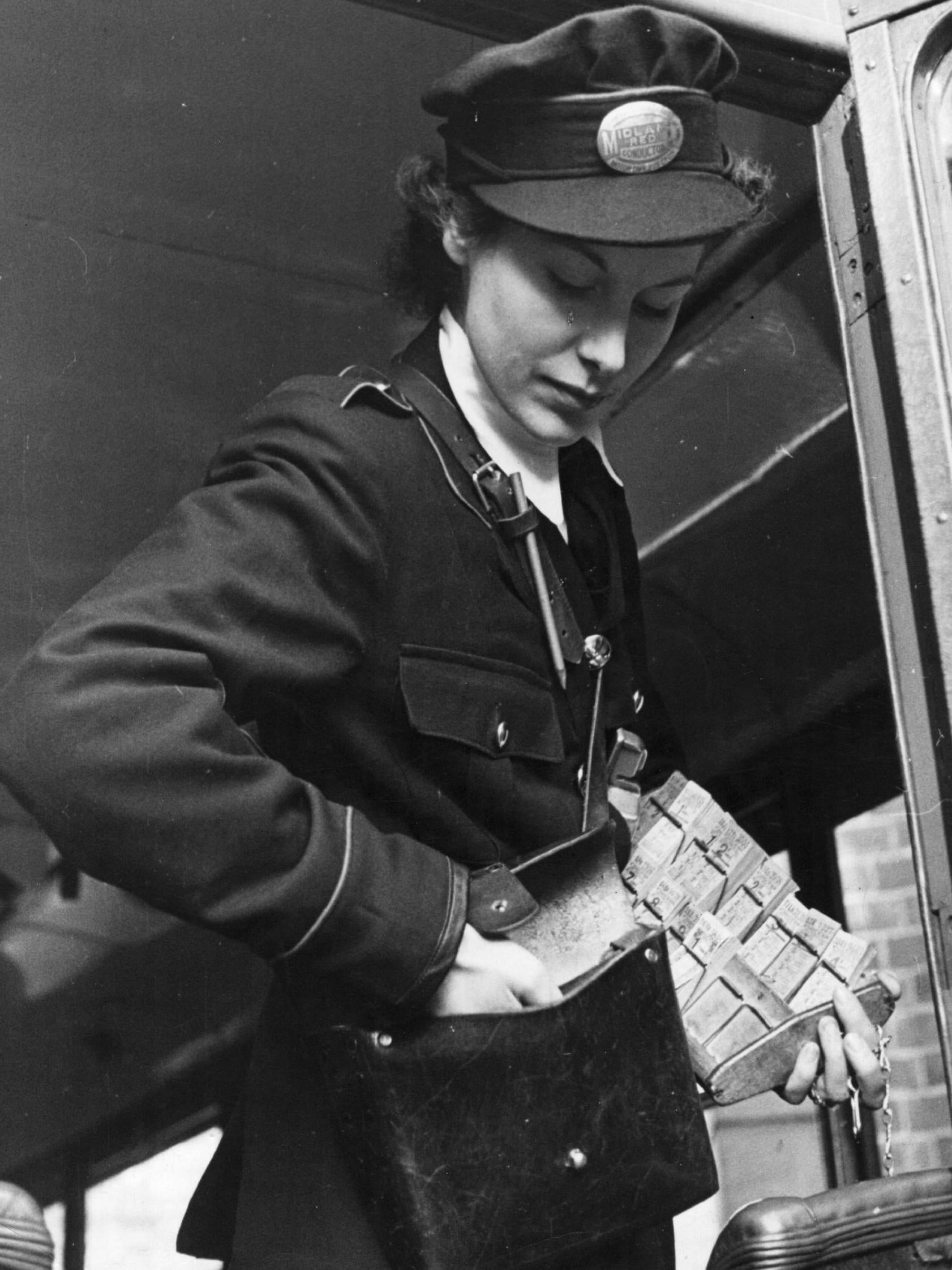 Training as a bus conductor in 1941