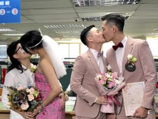 Hundreds marry on Taiwan’s first day of same-sex marriage