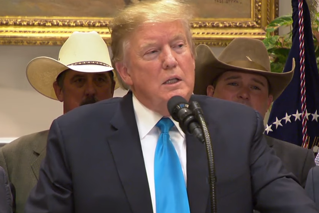 Trump delivers speech on supporters America's farmers and ranchers