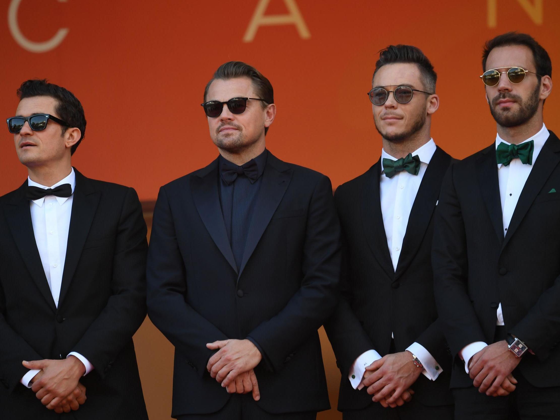 andre lotterer and jean eric vergne with orlando bloom and leo di caprio