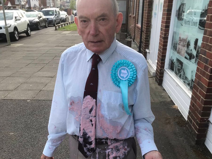 Don MacNaughton, 81, covered in milkshake on polling day
