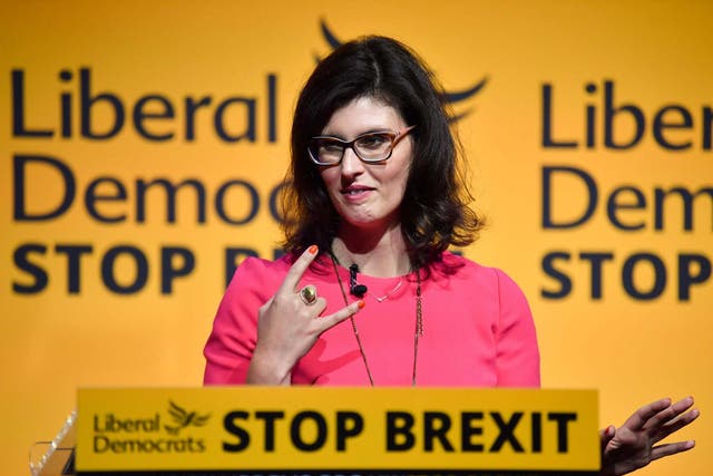 Liberal Democratic MP Layla Moran speaks during a European Parliament election campaign rally in London