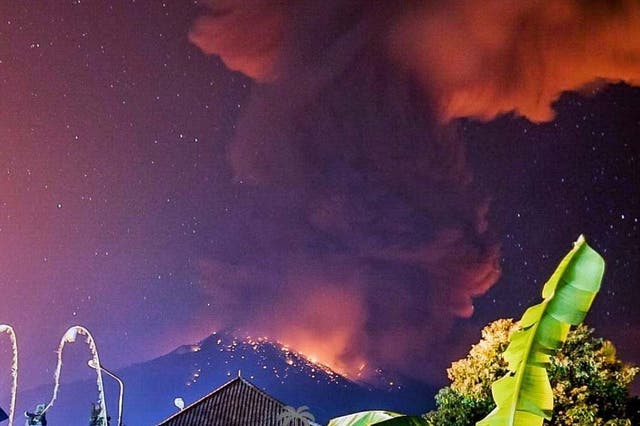 Mount Agung volcano erupts