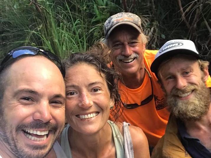 Amanda Eller and volunteers after her rescue at the bottom of ravine