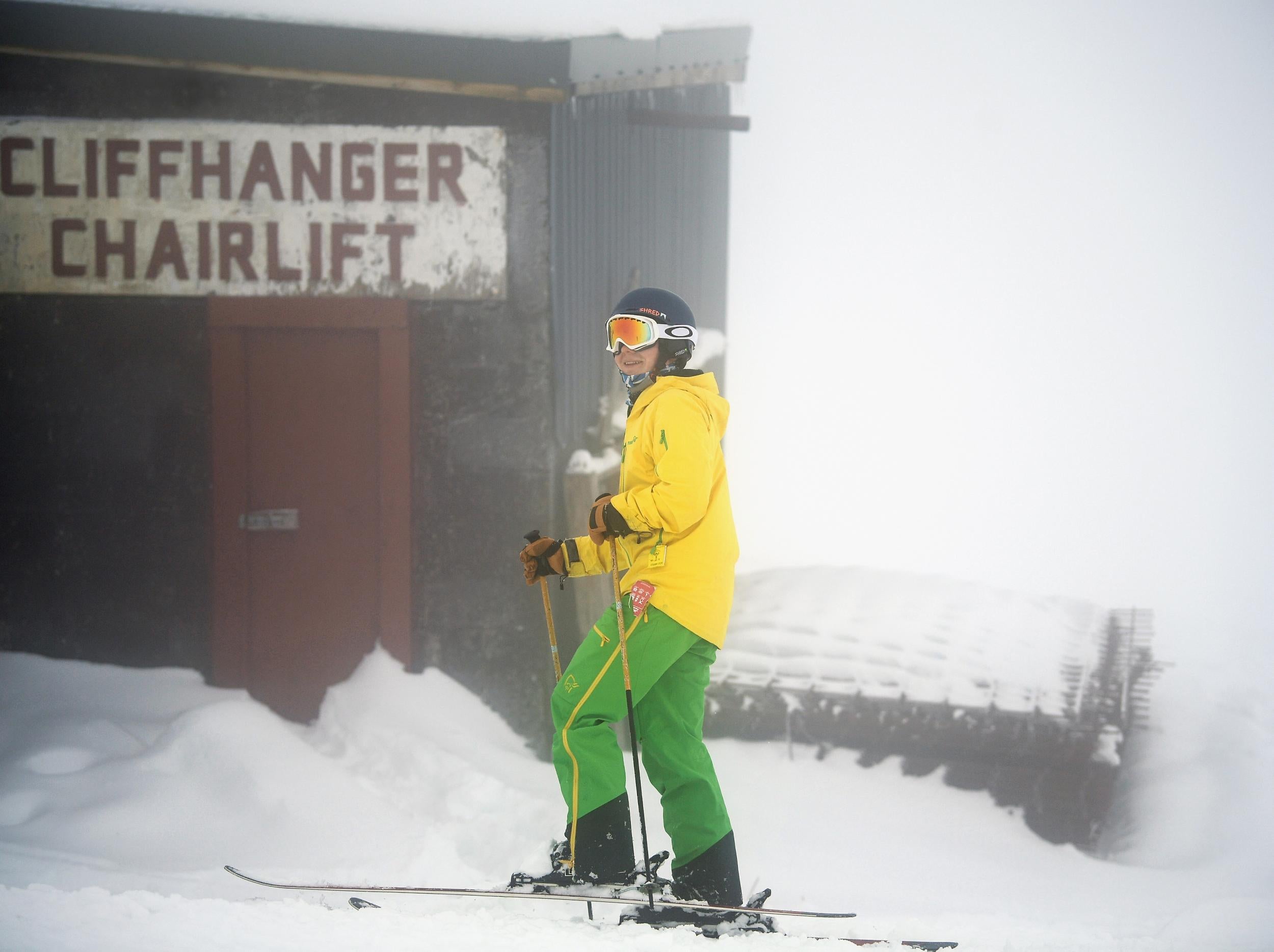 A skier at at Glen Coe ski centre in Scotland