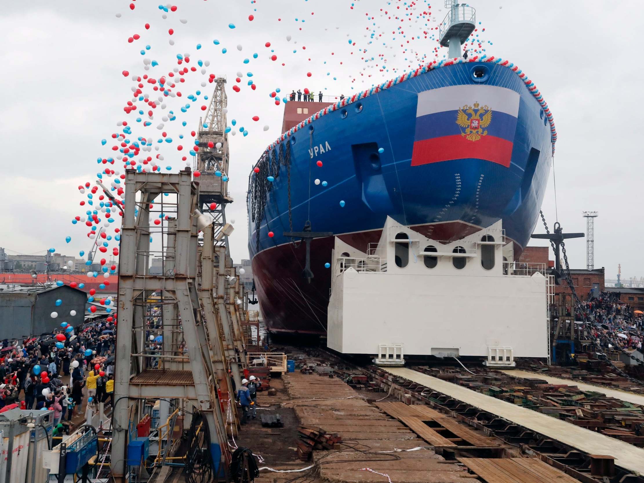 The Ural is capable of breaking ice up to three metres thick, and is the world's largest icebreaker powered by two pressurised water reactors